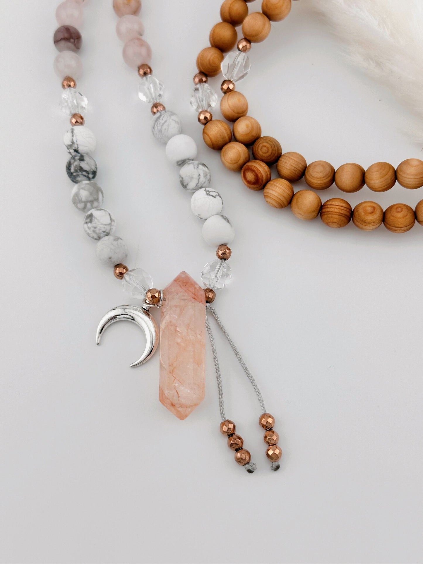 Emotional trauma healing Gemstone mala breakup recovery tool wood Mala necklace layered bracelet jewelry gift for her meditation yoga supply