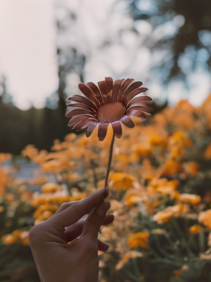 Pure Copper Daisy ~ artificial metal flower ~ garden spike ~ unique flower arrangements ~centerpieces ~ wedding flowers