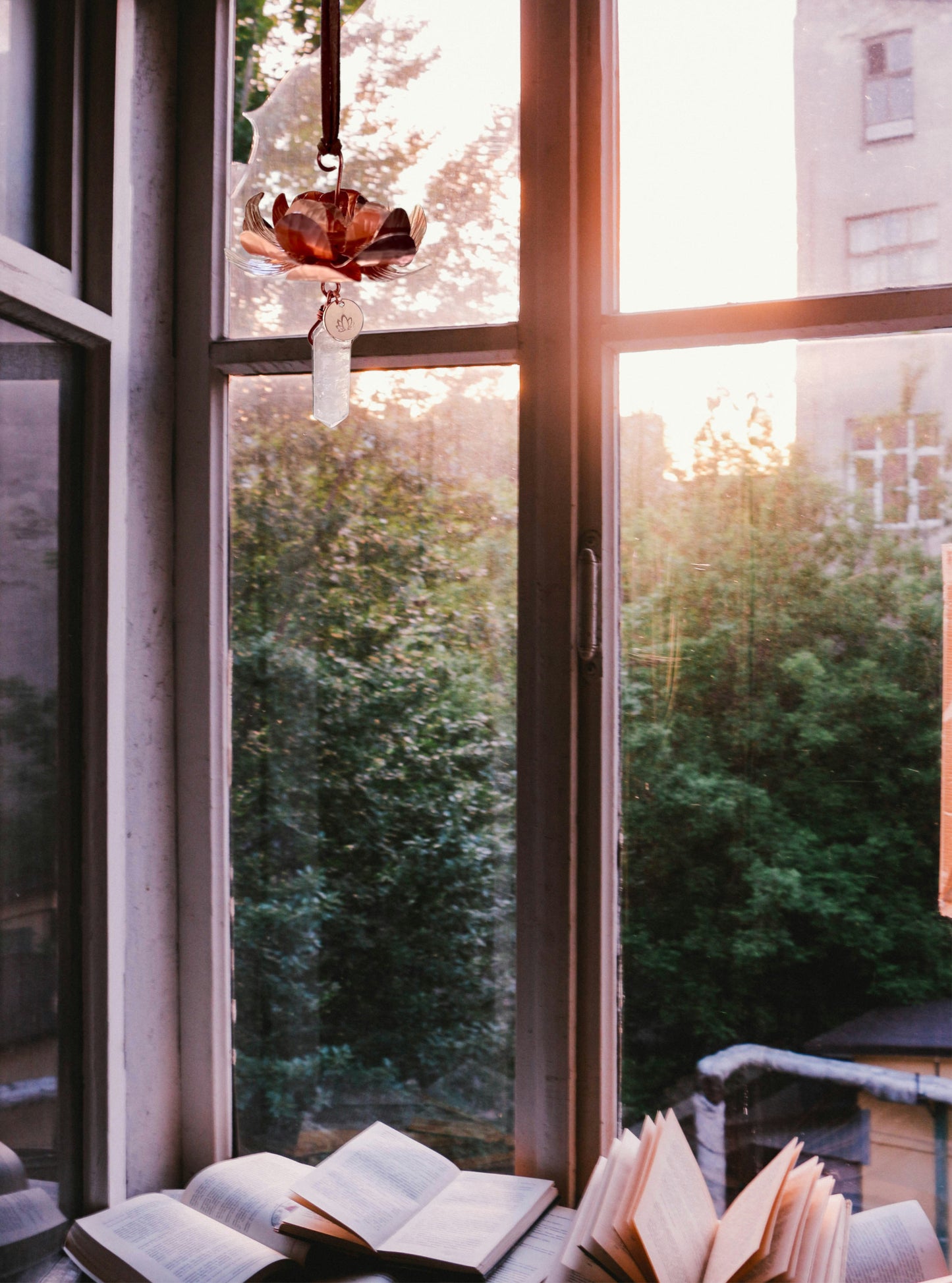 Handmade Copper Lotus Window dangle