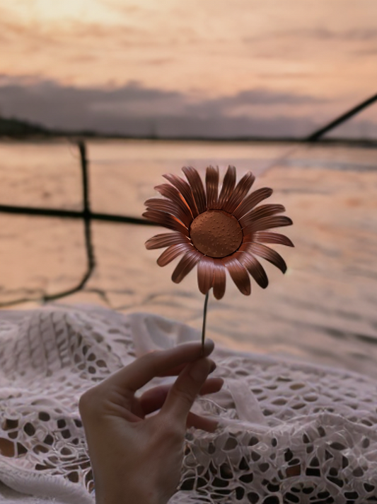 Pure Copper Daisy ~ artificial metal flower ~ garden spike ~ unique flower arrangements ~centerpieces ~ wedding flowers