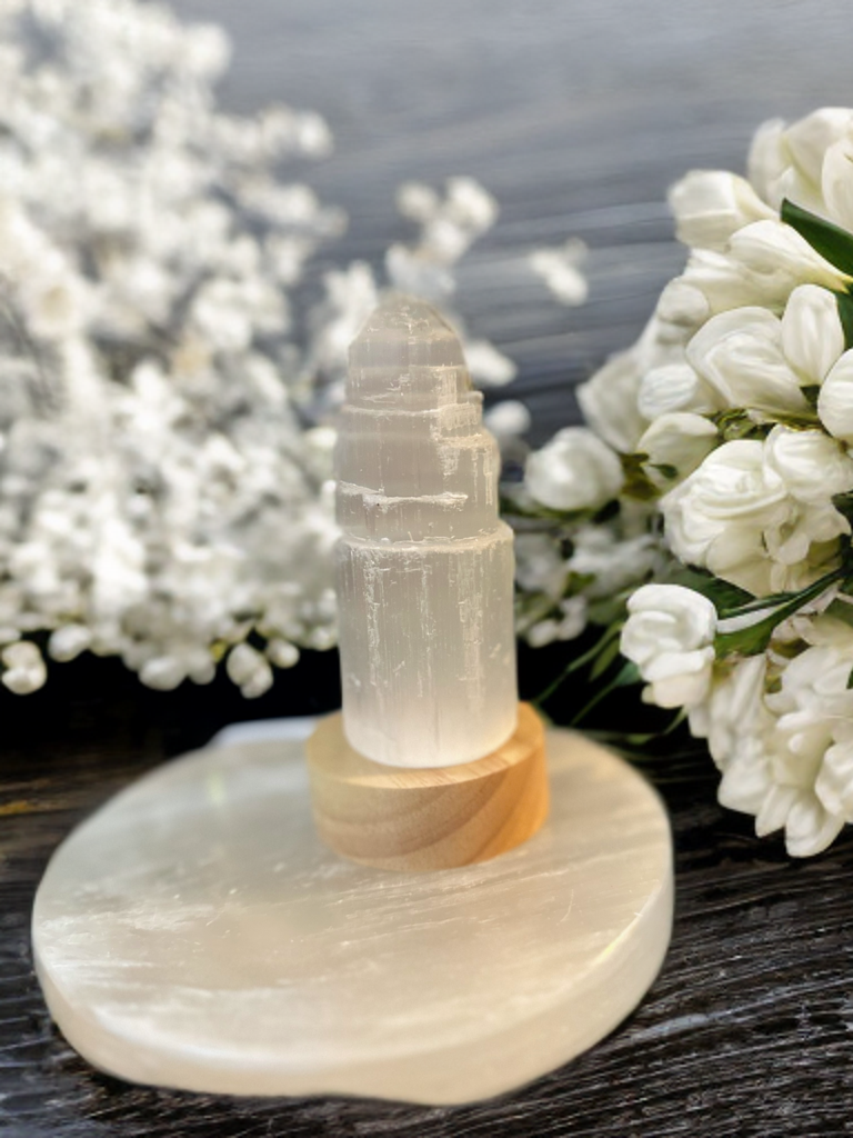 Raw Selenite Crystal Tower -  home decor, crystal collection, metaphysical practice, jewelry holder, unique gift, calming crystal, natural healing, meditation practice tool