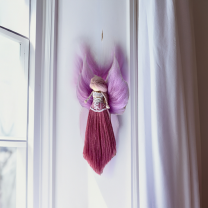 Angel wall hang angel full of love gift wall decor handmade angel with wool wings and crystal hair clip customizable gift fantasy Angel doll