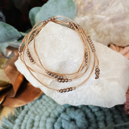 Layering bracelet bangle cord design copper bead bracelet metal jewelry boho gift party favor wrap bracelet beads minimalist jewelry modern