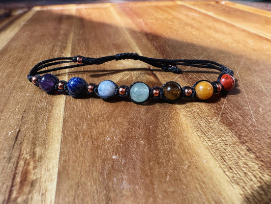 Woven, and unwoven delicate Chakra bracelet, Healing bracelet, Chakra stones, Gemstones, Chakra stones with Copper spacer beads,