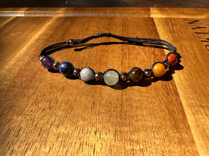 Woven, and unwoven delicate Chakra bracelet, Healing bracelet, Chakra stones, Gemstones, Chakra stones with Copper spacer beads,