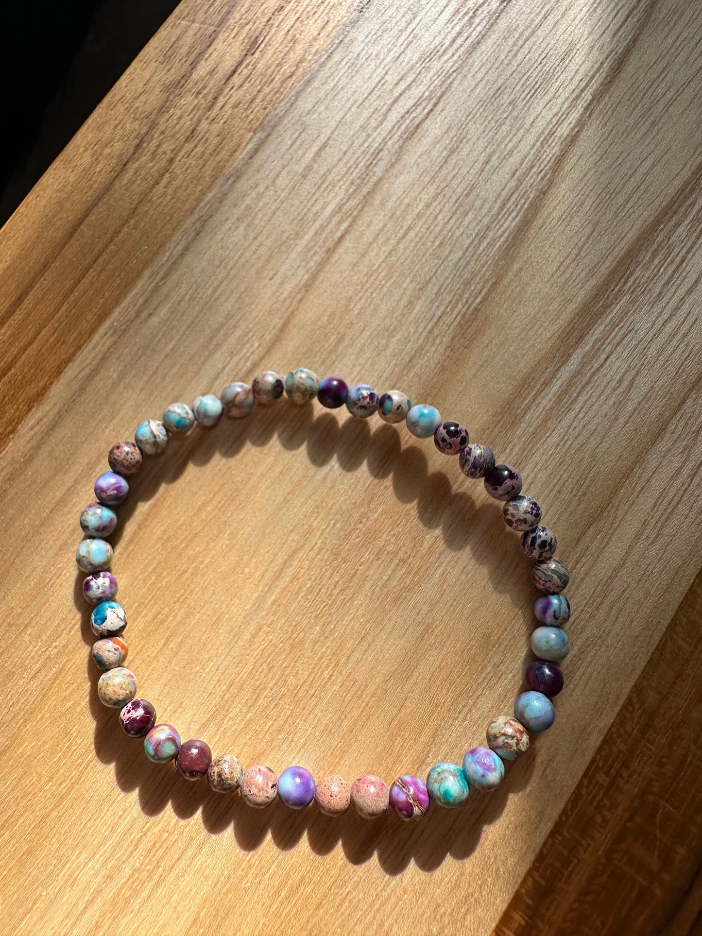 Galaxy Sea Sediment Jasper, AKA Imperial Jasper, bracelet, jewelry, stretch or adjustable bracelet, colorful small stones, chakra, Boho