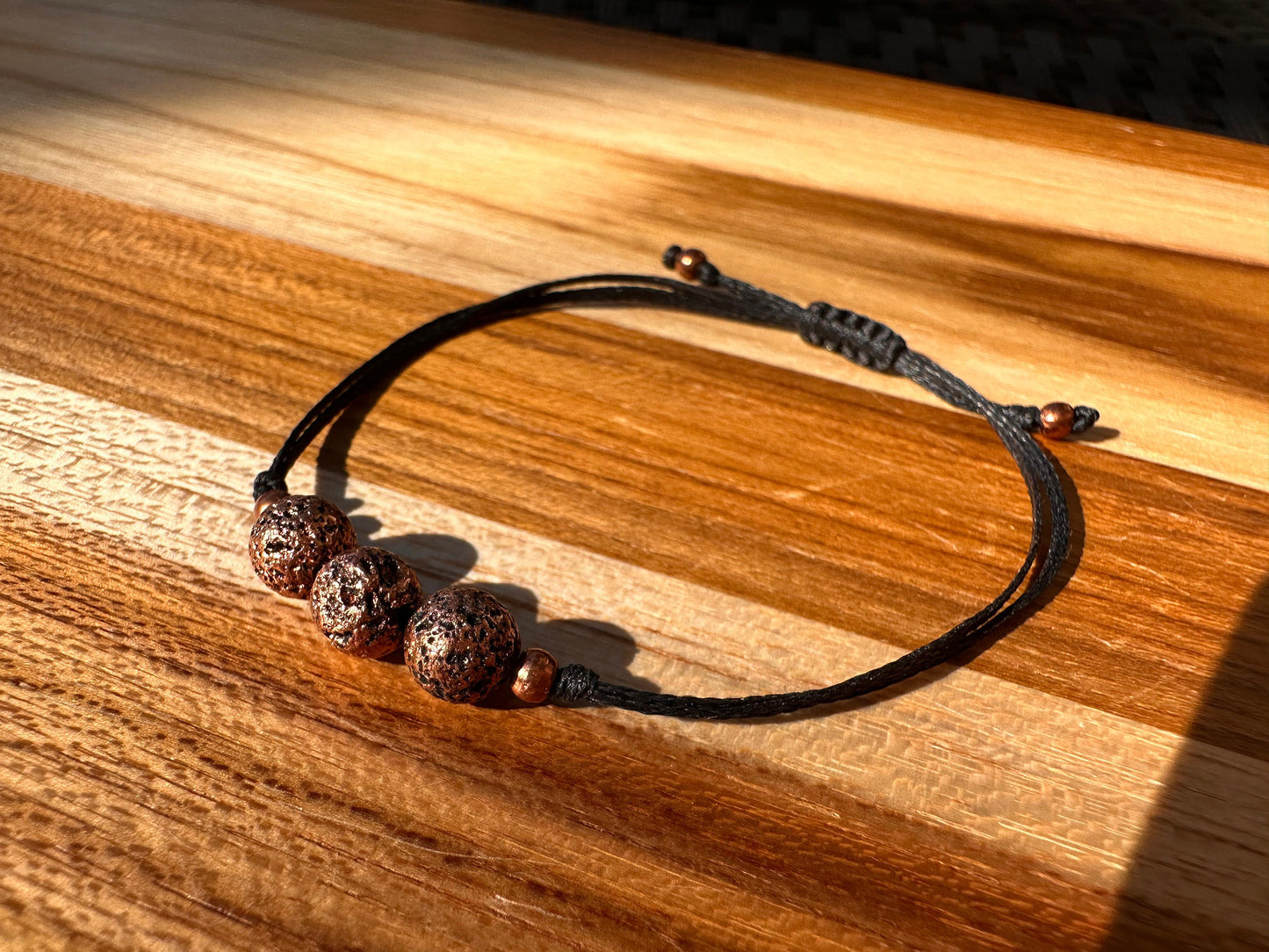 Volcanic Lava Rock bracelet, with titanium plated, copper coated, copper spacer beads, therapeutic bracelet, Lava rock, copper plated