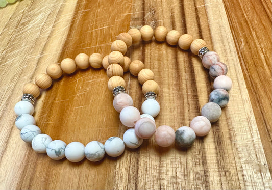 Wood, and Gemstone Diffuser Bracelets, essential oil, natural stones, crystals, chakra, birthstones, healing crystals, trendy, boho, gift,