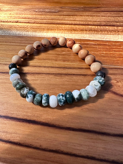 AA Thuja Wood, natural Gemstone, Diffuser Bracelets, essential oil, crystals, chakra, birthstones, boho, gift, stretch bracelet, diffuser