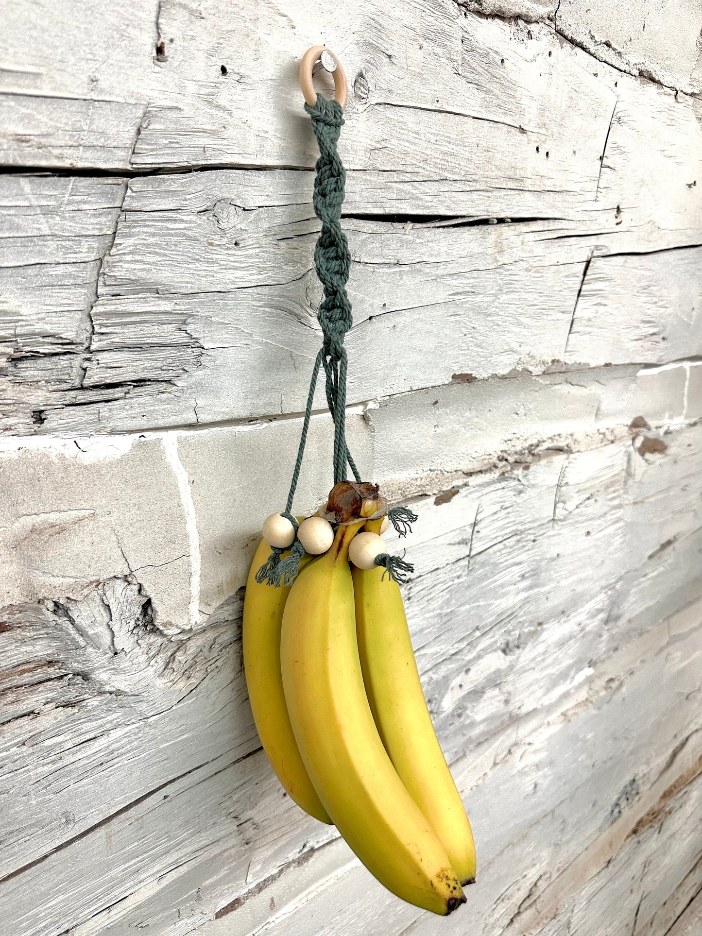 Macrame banana hanger banana storage kitchen storage banana beads pattern macrame design home decor boho home storage wall hang design art