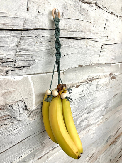 Macrame banana hanger banana storage kitchen storage banana beads pattern macrame design home decor boho home storage wall hang design art