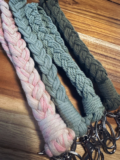 Custom Macrame wristlet keychain braided wristlet keychain key ring teacher nurses custom wristlet phone school ID card key wrist lanyard