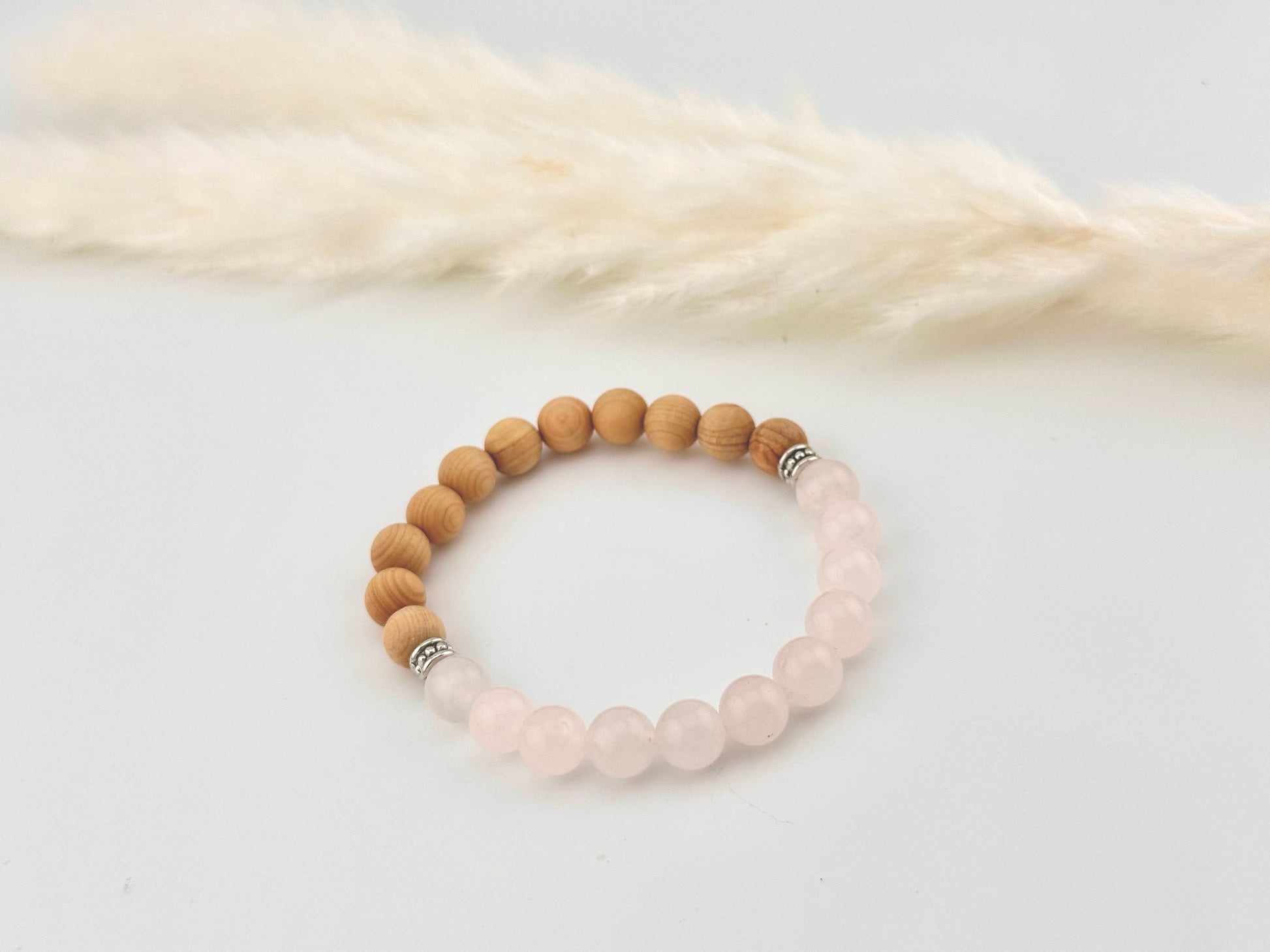 Pink Rose Quartz, Thuja wood Diffuser Bracelet, essential oil, natural stones, chakra, birthstones, healing stones, gemstone, boho, pink