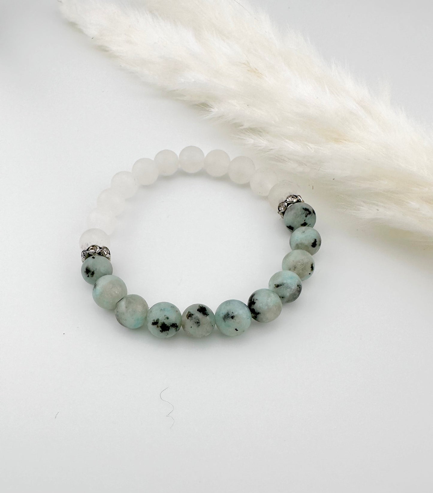 White Jade and Kiwi Jasper gemstone, bracelet, natural, genuine gemstone, Chakra, birthstone, gift