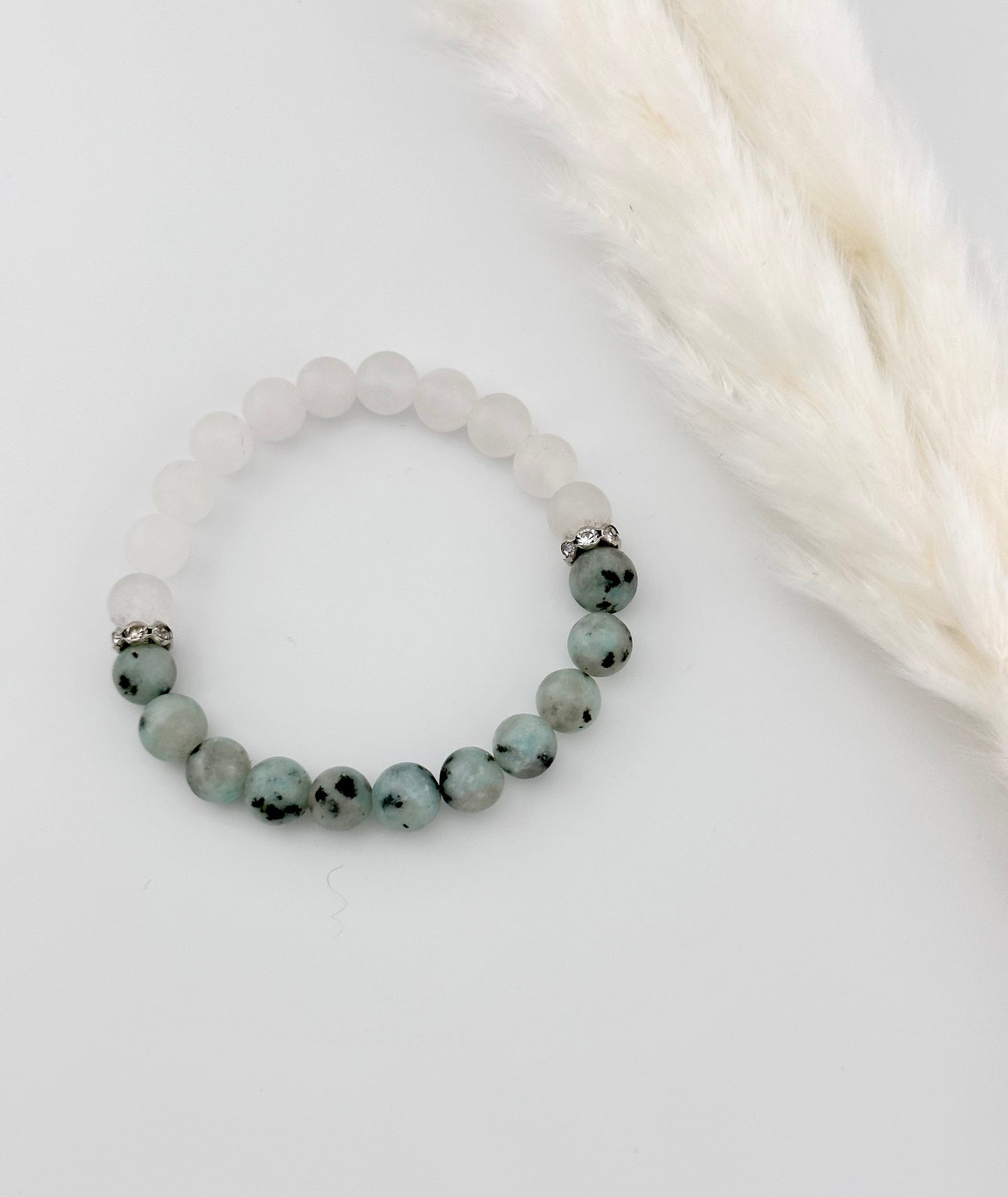 White Jade and Kiwi Jasper gemstone, bracelet, natural, genuine gemstone, Chakra, birthstone, gift