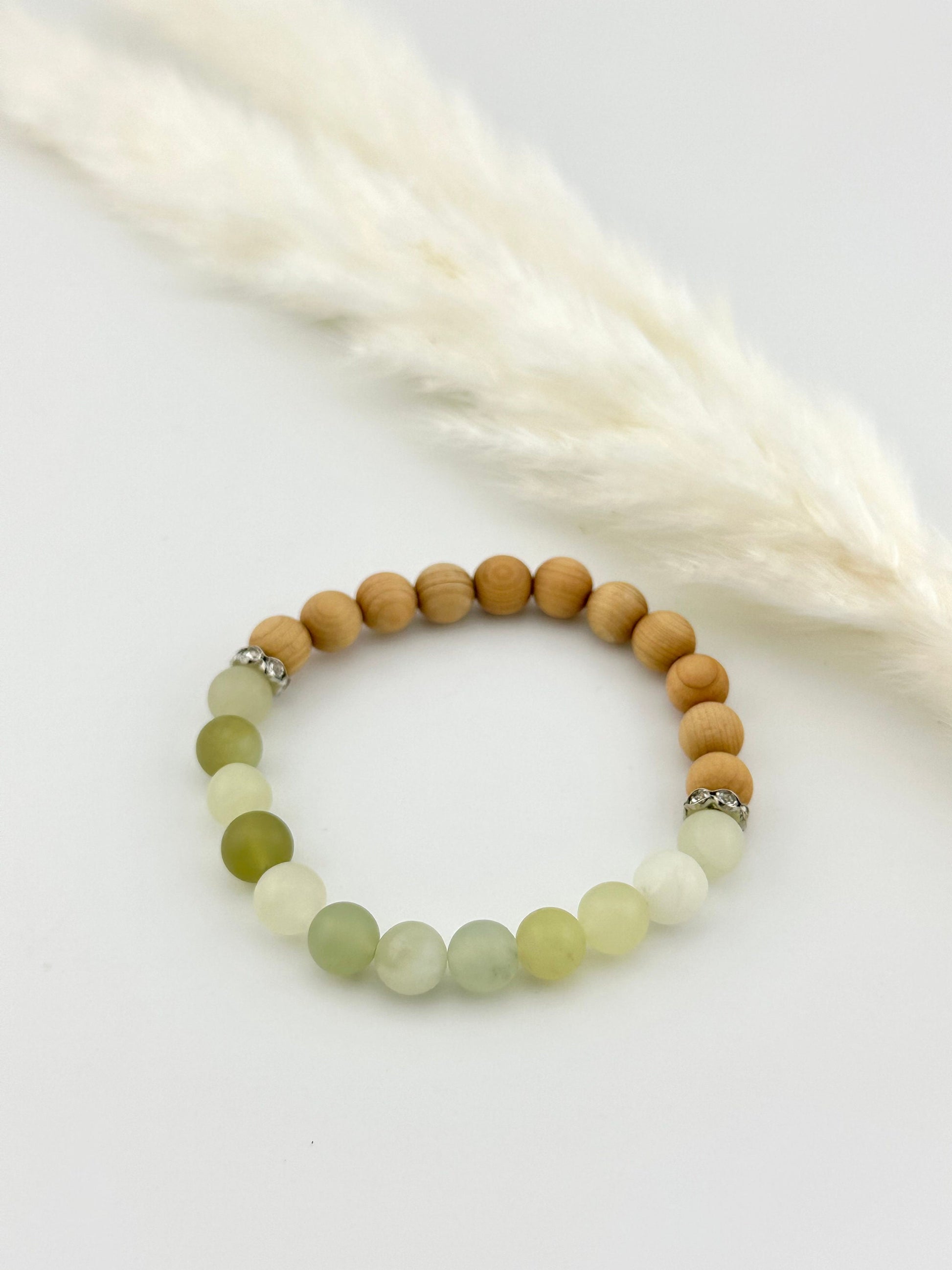 Natural Matte Serpentine Green Jade Gemstone Diffuser Bracelet, essential oil, natural stones, crystals, chakra birthstones, healing crystal