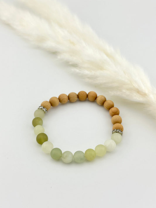 Natural Matte Serpentine Green Jade Gemstone Diffuser Bracelet, essential oil, natural stones, crystals, chakra birthstones, healing crystal