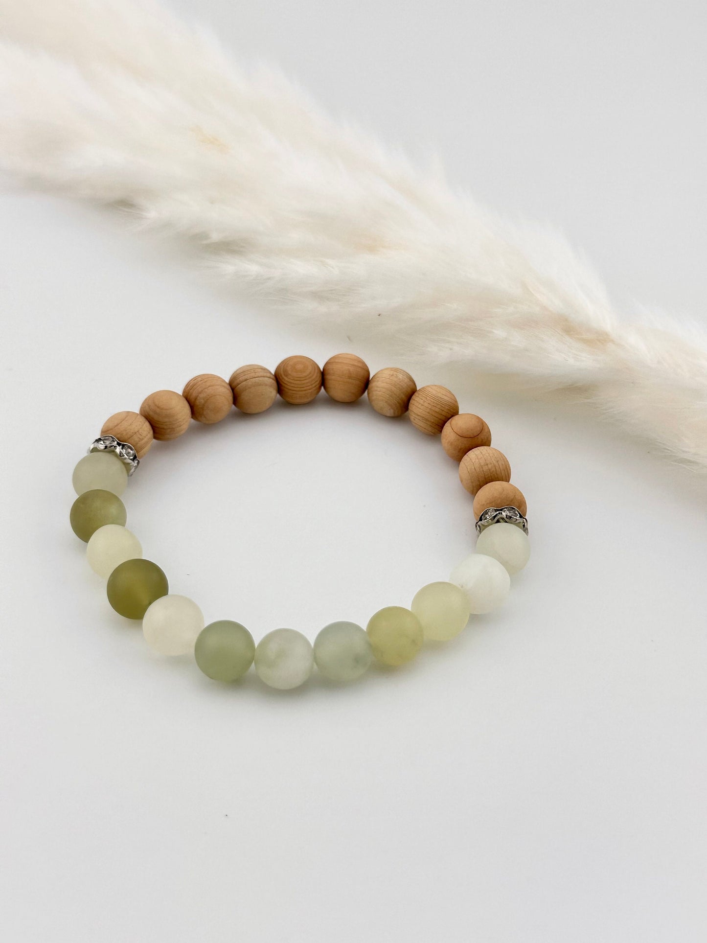 Natural Matte Serpentine Green Jade Gemstone Diffuser Bracelet, essential oil, natural stones, crystals, chakra birthstones, healing crystal