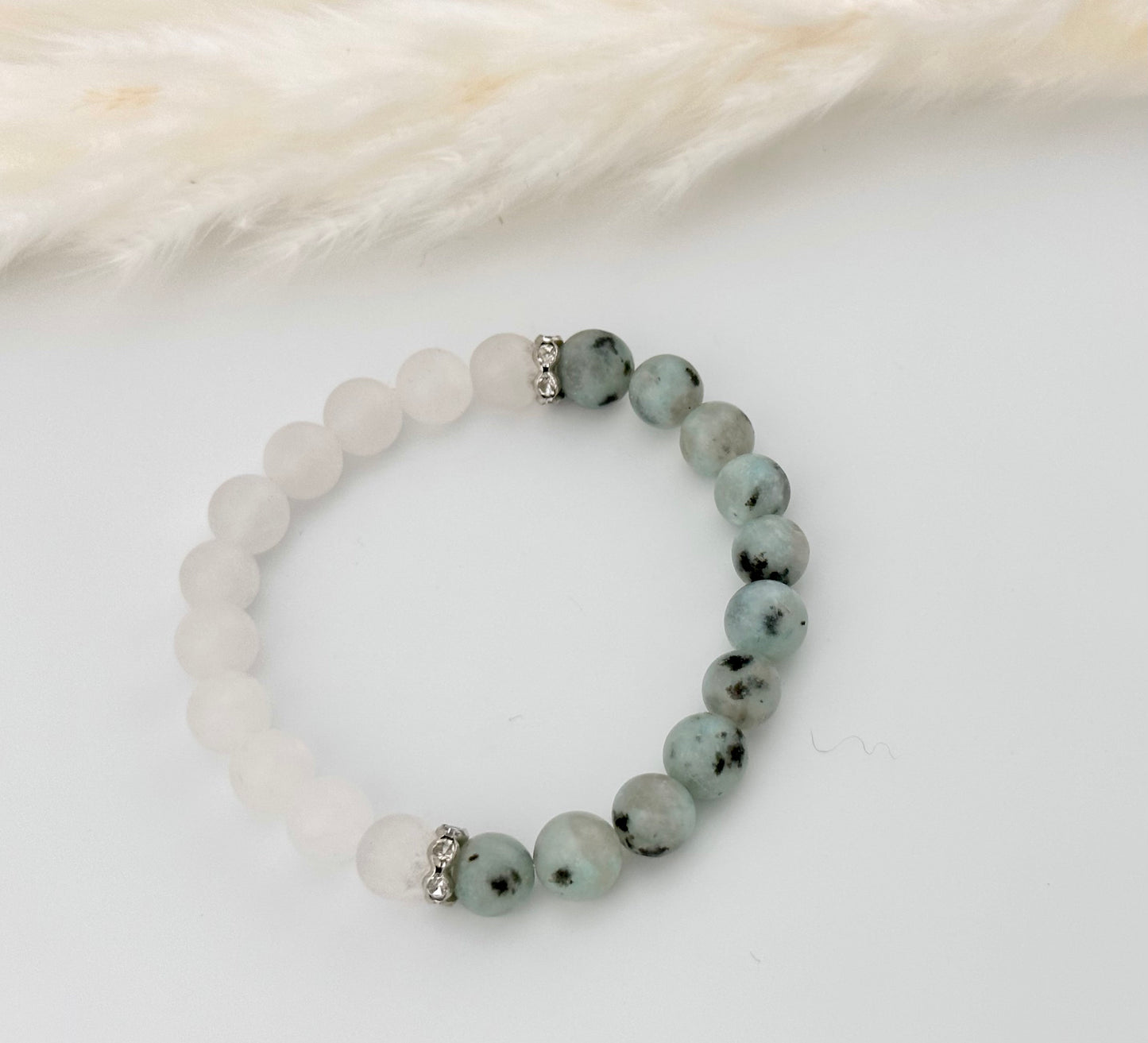 White Jade and Kiwi Jasper gemstone, bracelet, natural, genuine gemstone, Chakra, birthstone, gift