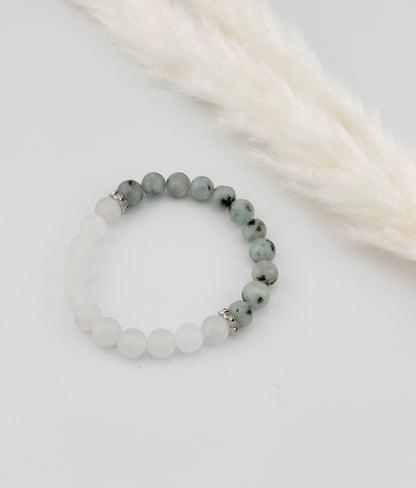 White Jade and Kiwi Jasper gemstone, bracelet, natural, genuine gemstone, Chakra, birthstone, gift