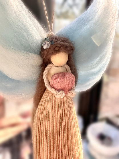 Angel wall hang home decor handmade gift doll for daughter customizable wall decor mother gift memorial item party gift, cancer survivor art