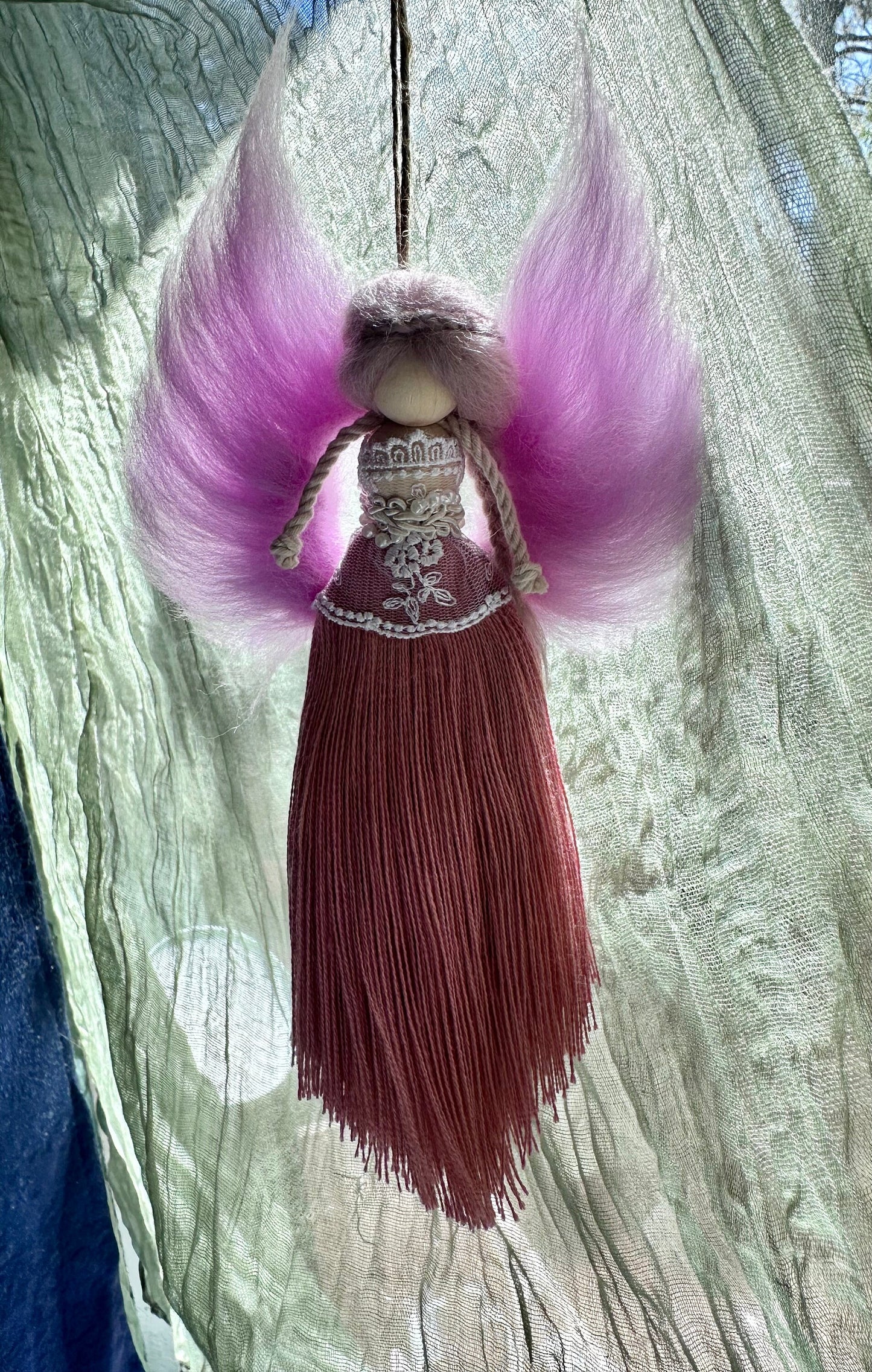 Angel wall hang angel full of love gift wall decor handmade angel with wool wings and crystal hair clip customizable gift fantasy Angel doll