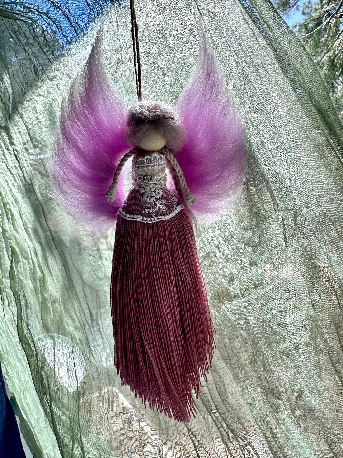 Angel wall hang angel full of love gift wall decor handmade angel with wool wings and crystal hair clip customizable gift fantasy Angel doll