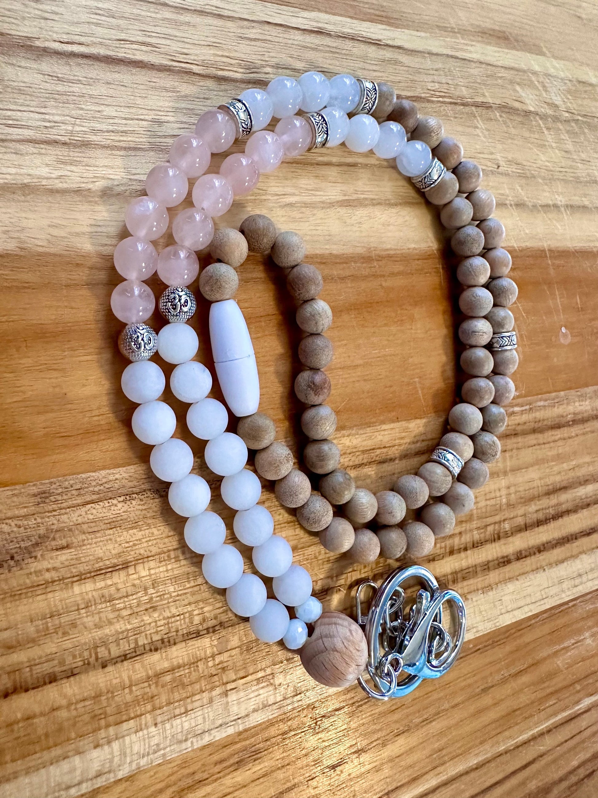 Custom gemstone lanyard ID holder lanyard om yoga Tibetan bead wood lanyard essential oil diffuser gift nurses id badge holder teacher gift