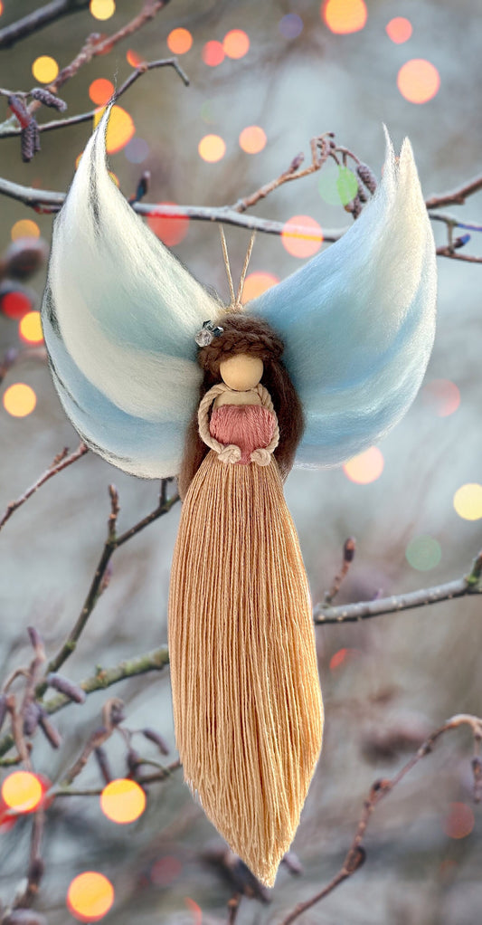 Angel wall hang home decor handmade gift doll for daughter customizable wall decor mother gift memorial item party gift, cancer survivor art