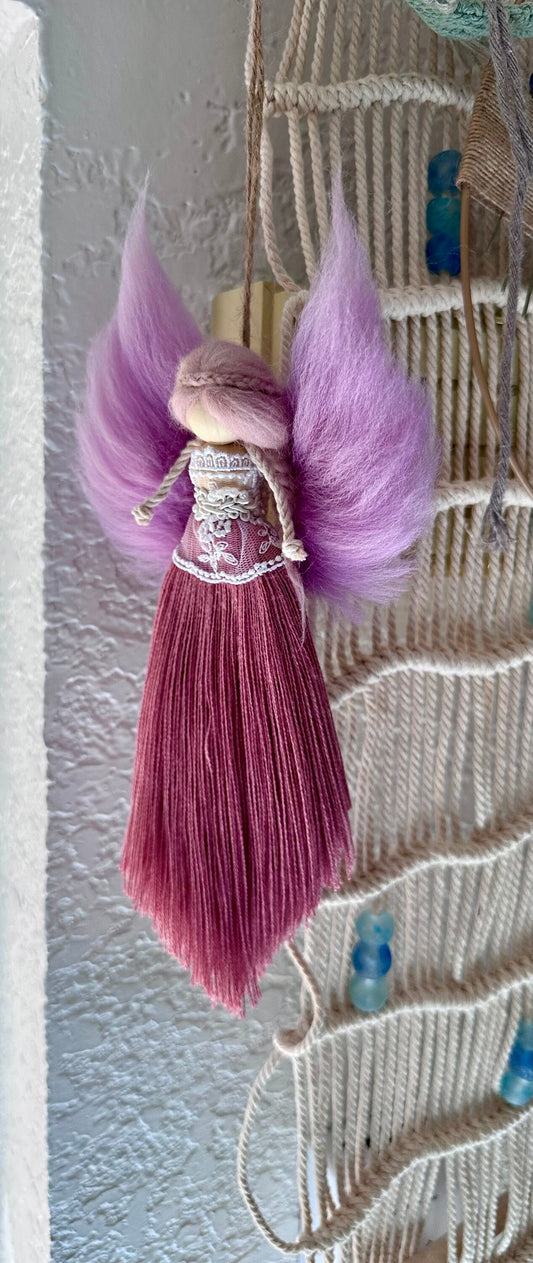 Angel wall hang angel full of love gift wall decor handmade angel with wool wings and crystal hair clip customizable gift fantasy Angel doll