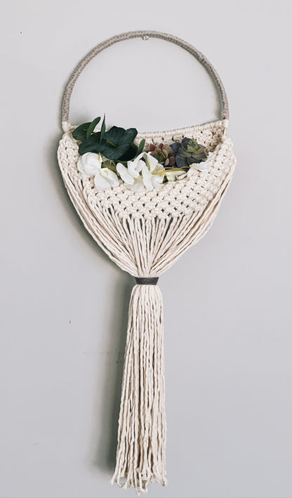 Handmade macrame pouch floral home decor artistic wall hang shelf new home Mother’s Day gift for her cute pattern unique gift soft cotton