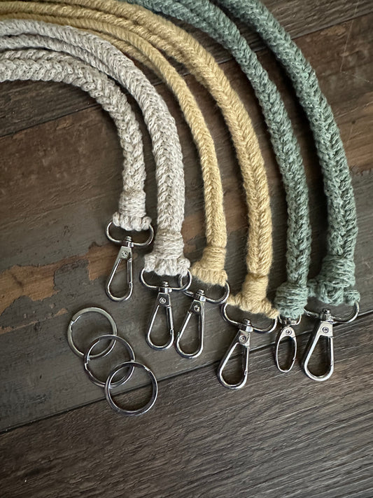 Custom fishtail braided macrame lanyard and matching wristlet bundle! Gift bundle for teacher nurse high school students party favor supply