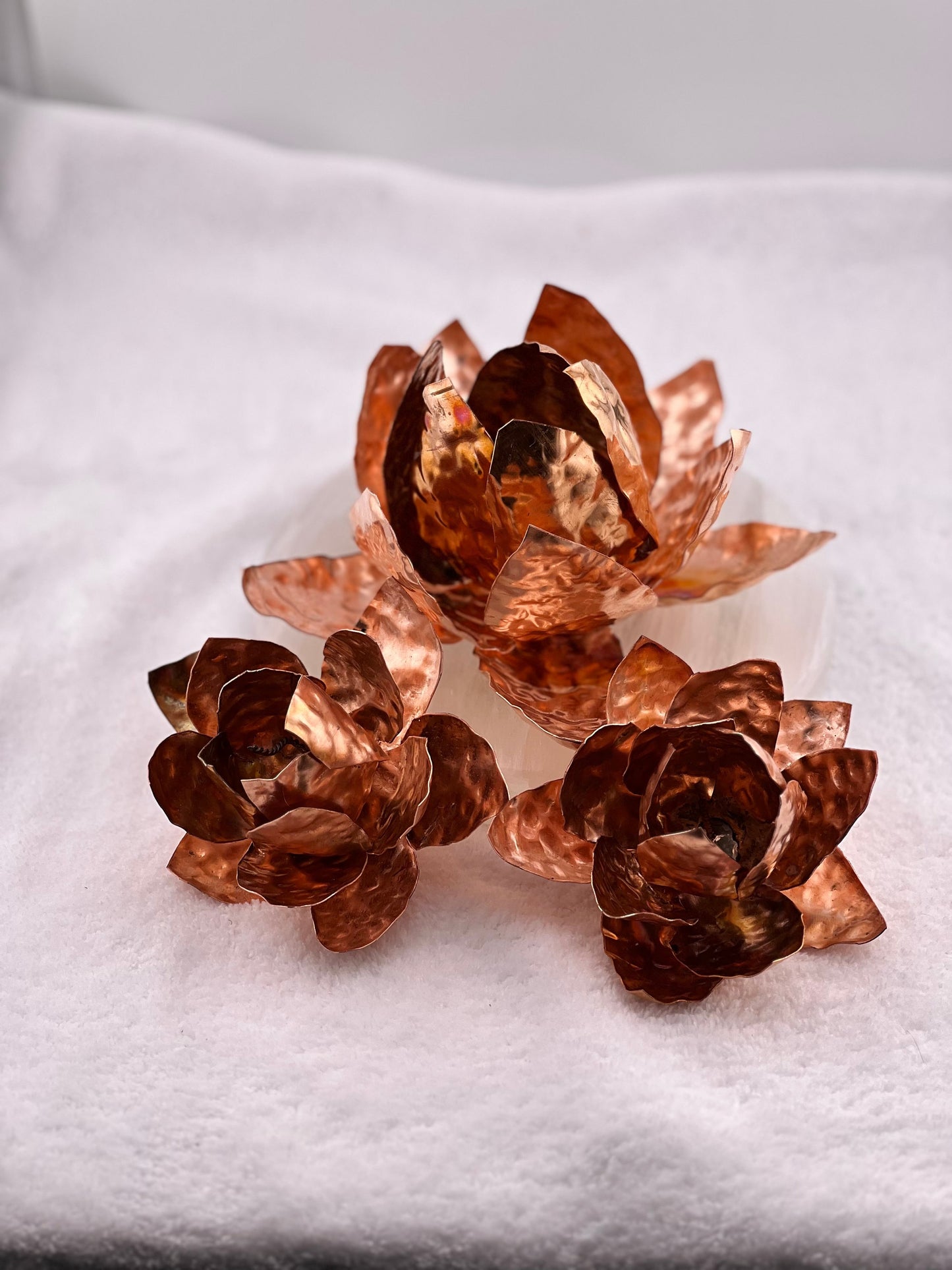 Large Pure COPPER Lotus flower Handmade metal decor Copper flower home decor garden decor unique lotus art boho wedding centerpiece flower