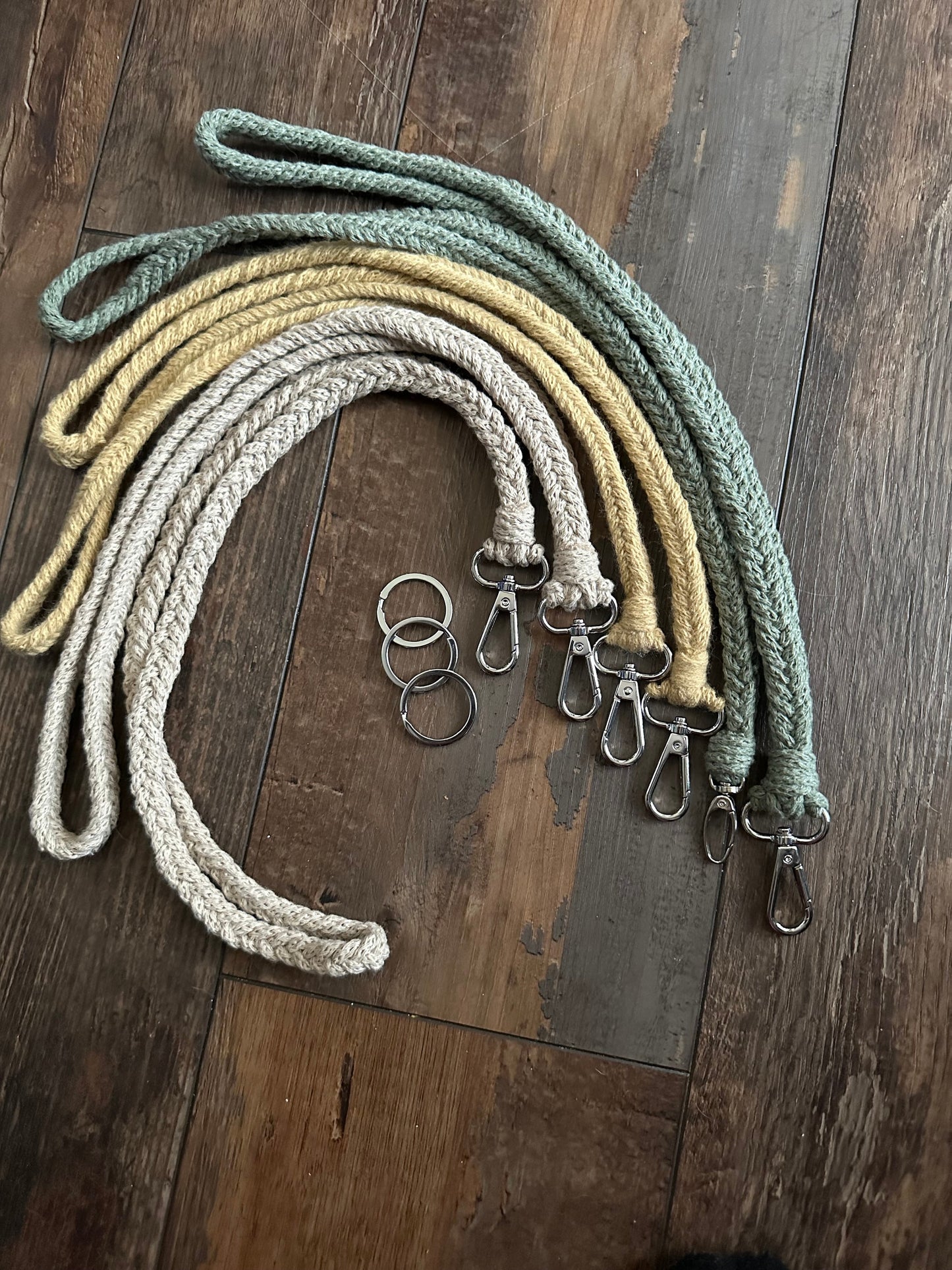 Custom fishtail braided macrame lanyard and matching wristlet bundle! Gift bundle for teacher nurse high school students party favor supply