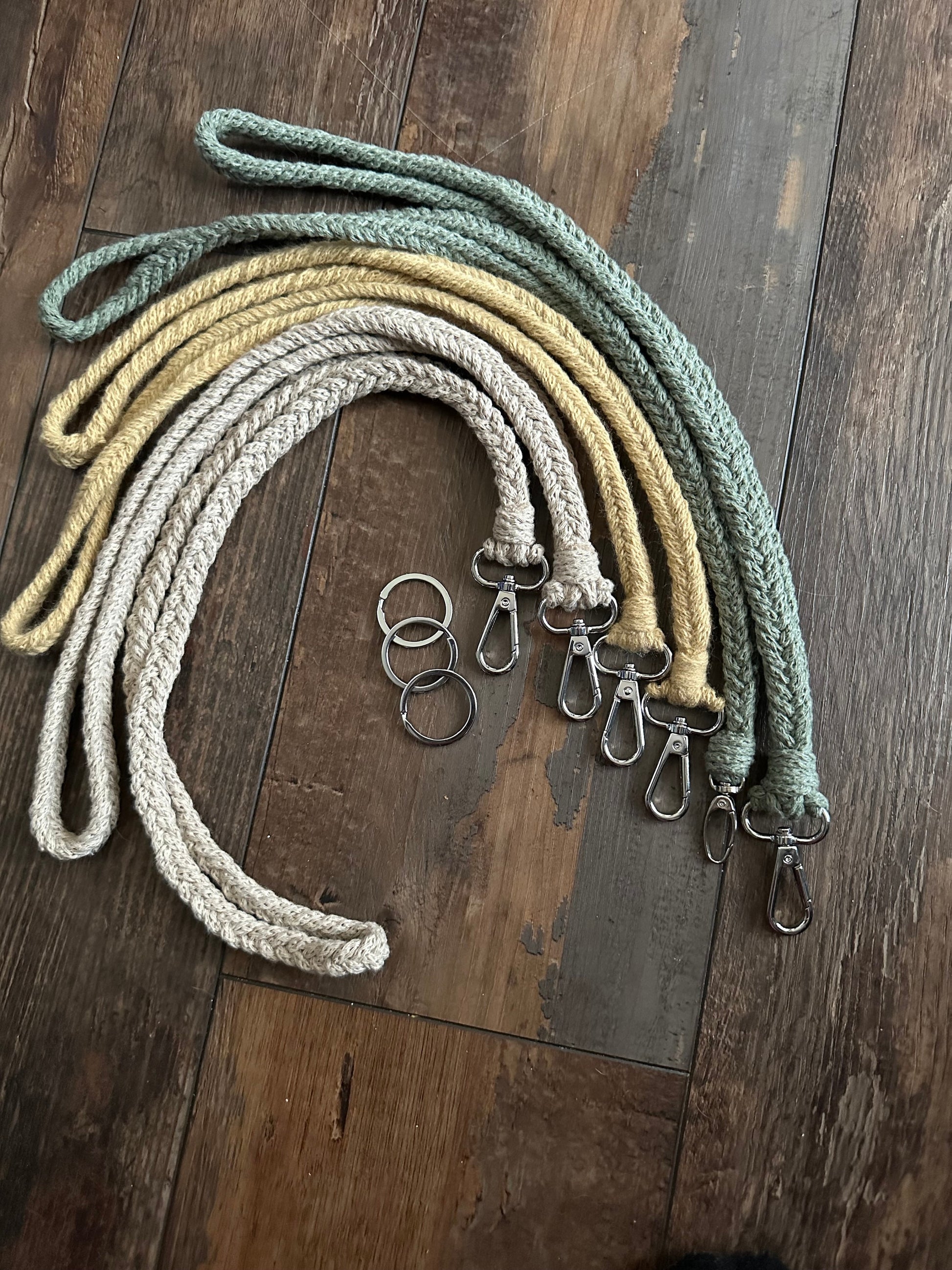 Custom fishtail braided macrame lanyard and matching wristlet bundle! Gift bundle for teacher nurse high school students party favor supply