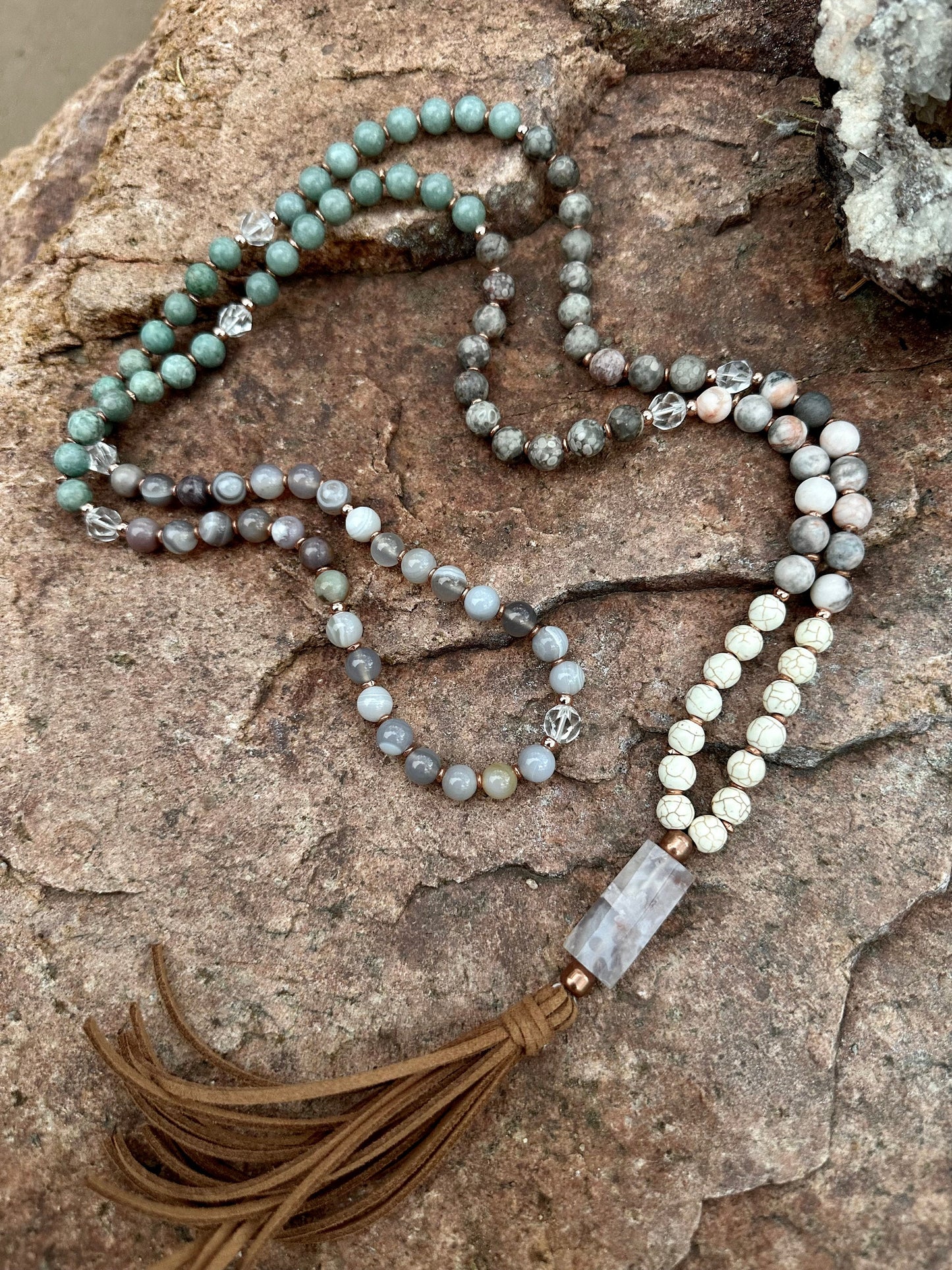 108 bead gemstone mala rare natural healing stone necklace wrapped bracelet jewelry gift for her meditation yoga practice mala prayer bangle