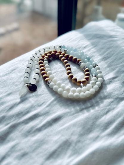 108 bead custom mala with gemstones and thuja wood perfect gift for her meditation yoga manifestation