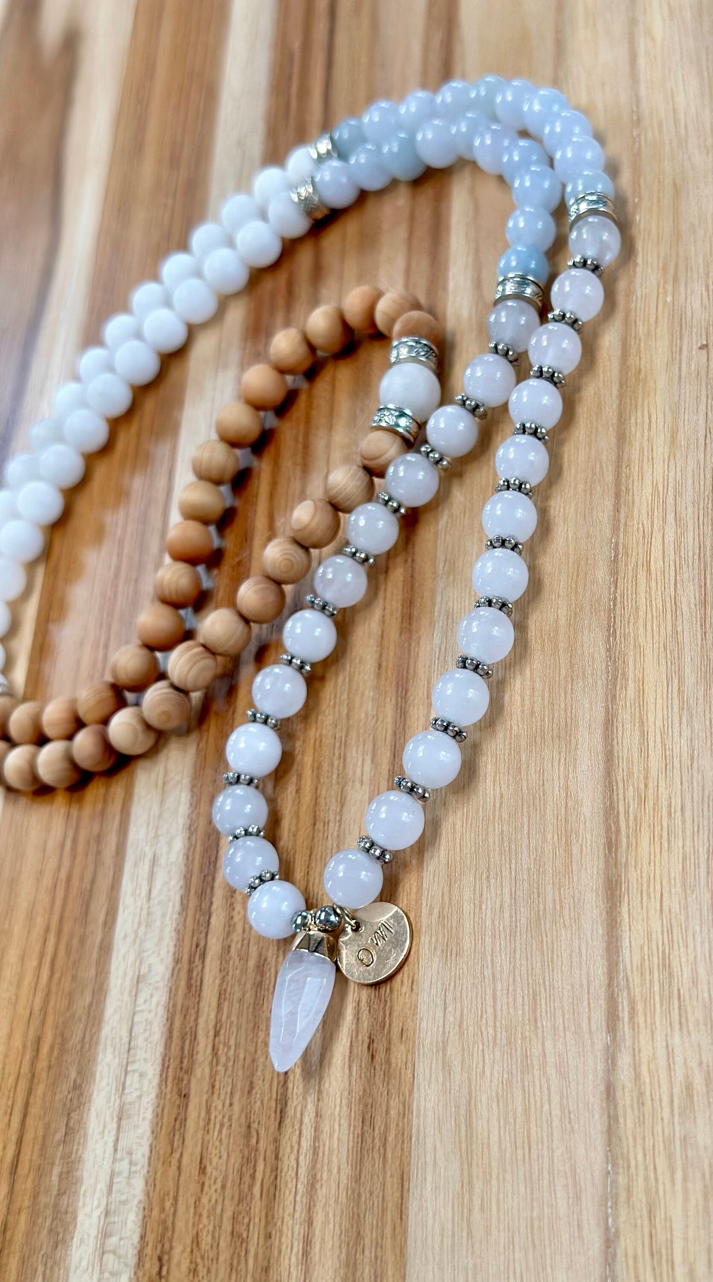 Natural healing 108 bead Mala mediation yoga necklace layered bracelet gift bridal shower decor self care jewelry gemstone therapeutic stone