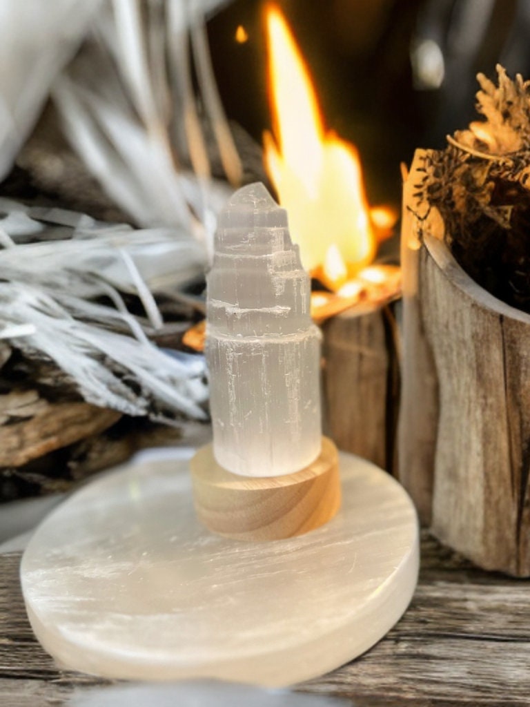 Raw Moroccan Selenite Crystal Tower home decor glowing tower birthday teen gift calming natural protection statue teacher gift care package