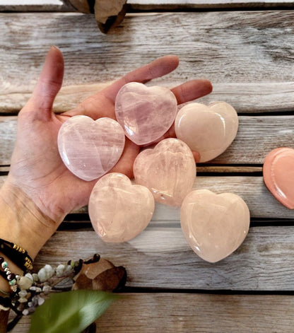 Pure Rose Quartz Heart Palm Stones Anti anxiety calming Crystals, wedding gift metaphysical natural healing stones stress relief pink gift