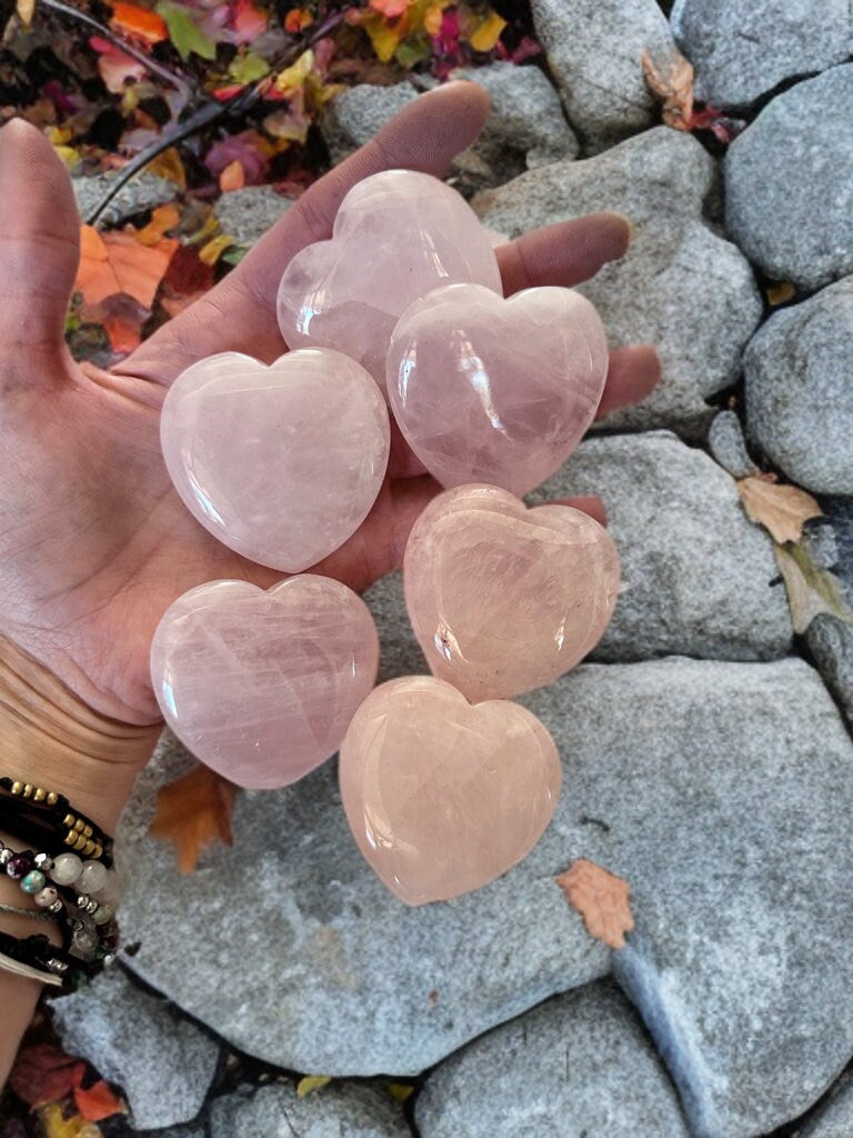 Pure Rose Quartz Heart Palm Stones Anti anxiety calming Crystals, wedding gift metaphysical natural healing stones stress relief pink gift