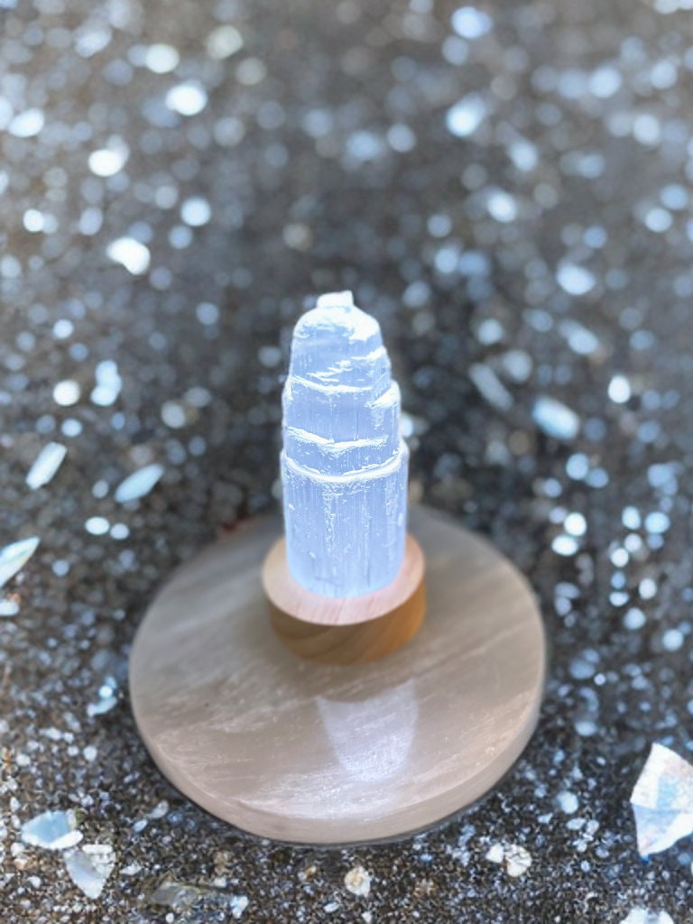 Raw selenite tower natural healing and meditation practice