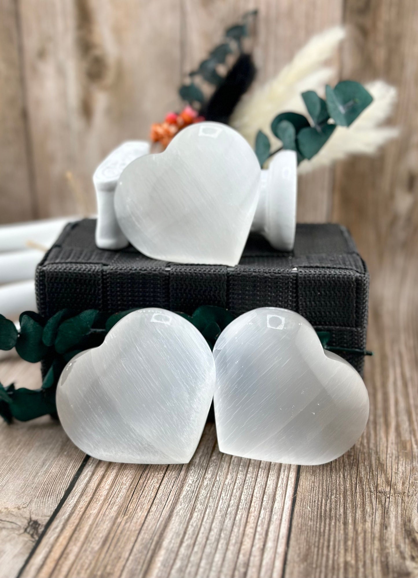 Puffy Pure Selenite Heart Palm & Thumb Stones Anti anxiety calming Crystals, wedding gift metaphysical natural healing stones stress relief