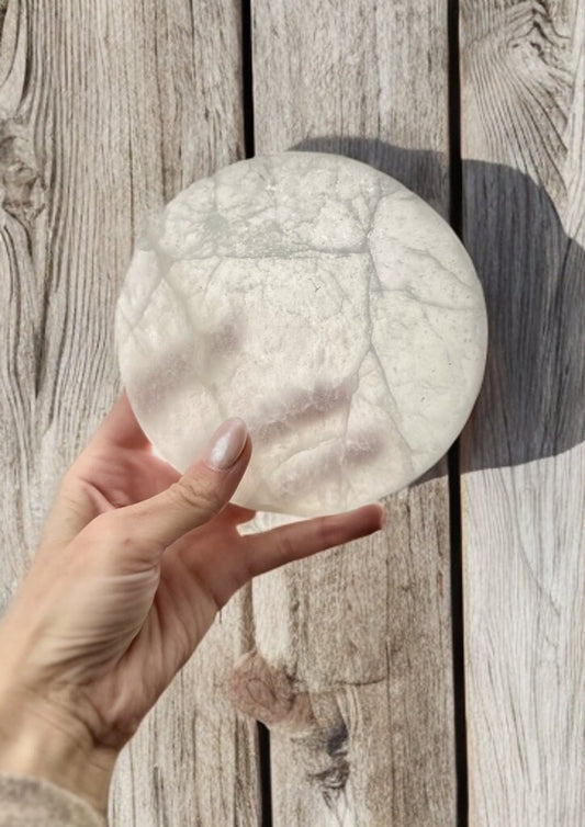 Raw Selenite plate crystal charging plate for gemstones jewelry candle holder gift home decor key holder photography prop natural soap dish