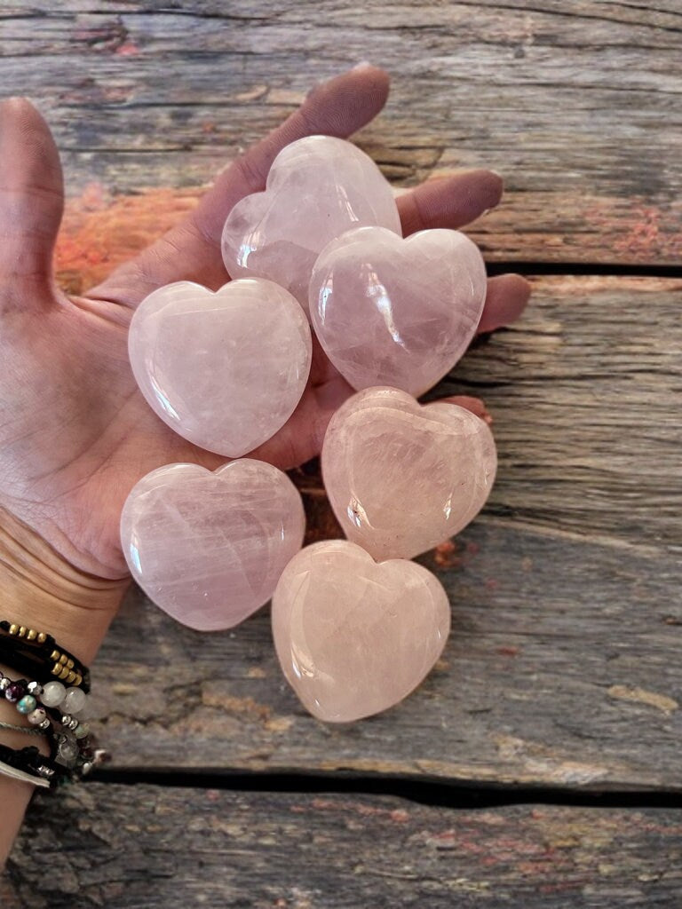 Pure Rose Quartz Heart Palm Stones Anti anxiety calming Crystals, wedding gift metaphysical natural healing stones stress relief pink gift