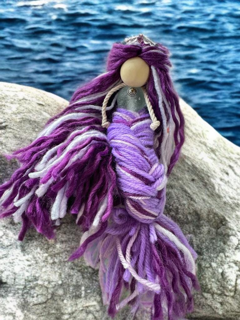 Custom handmade Mermaid doll with posable tails kids gift room decor fantasy desk ornament window decoration beach theme costal macrame sea