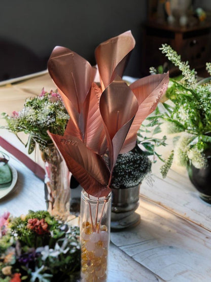 Pure 99.9% Copper Calla Lilly metal flower home decor 7 year anniversary gift for her custom forever flower pot plant spike stake garden