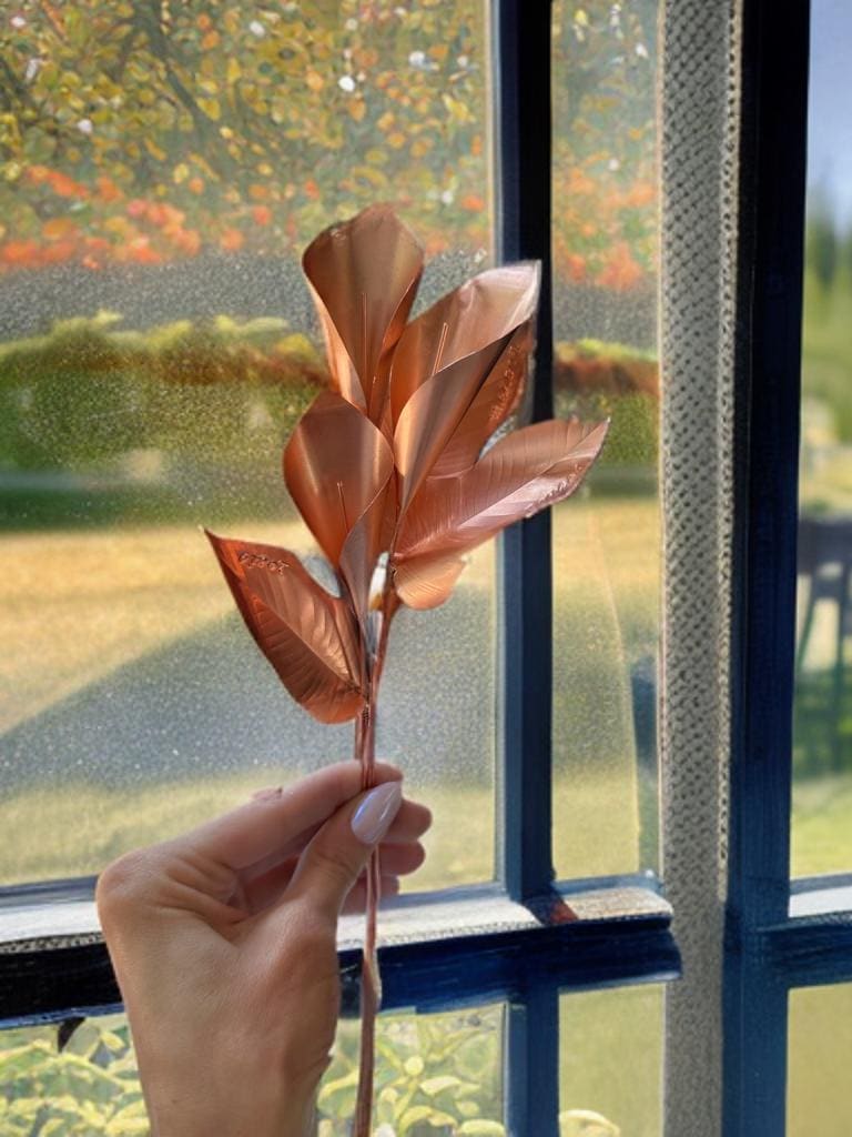 Pure 99.9% Copper Calla Lilly metal flower home decor 7 year anniversary gift for her custom forever flower pot plant spike stake garden