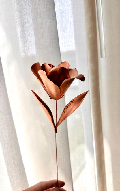 Pure 99.9% Copper Tuilp flower, artistic metal flower arrangement gift for loved ones forever flower metal art Tulip Handmade copper wedding