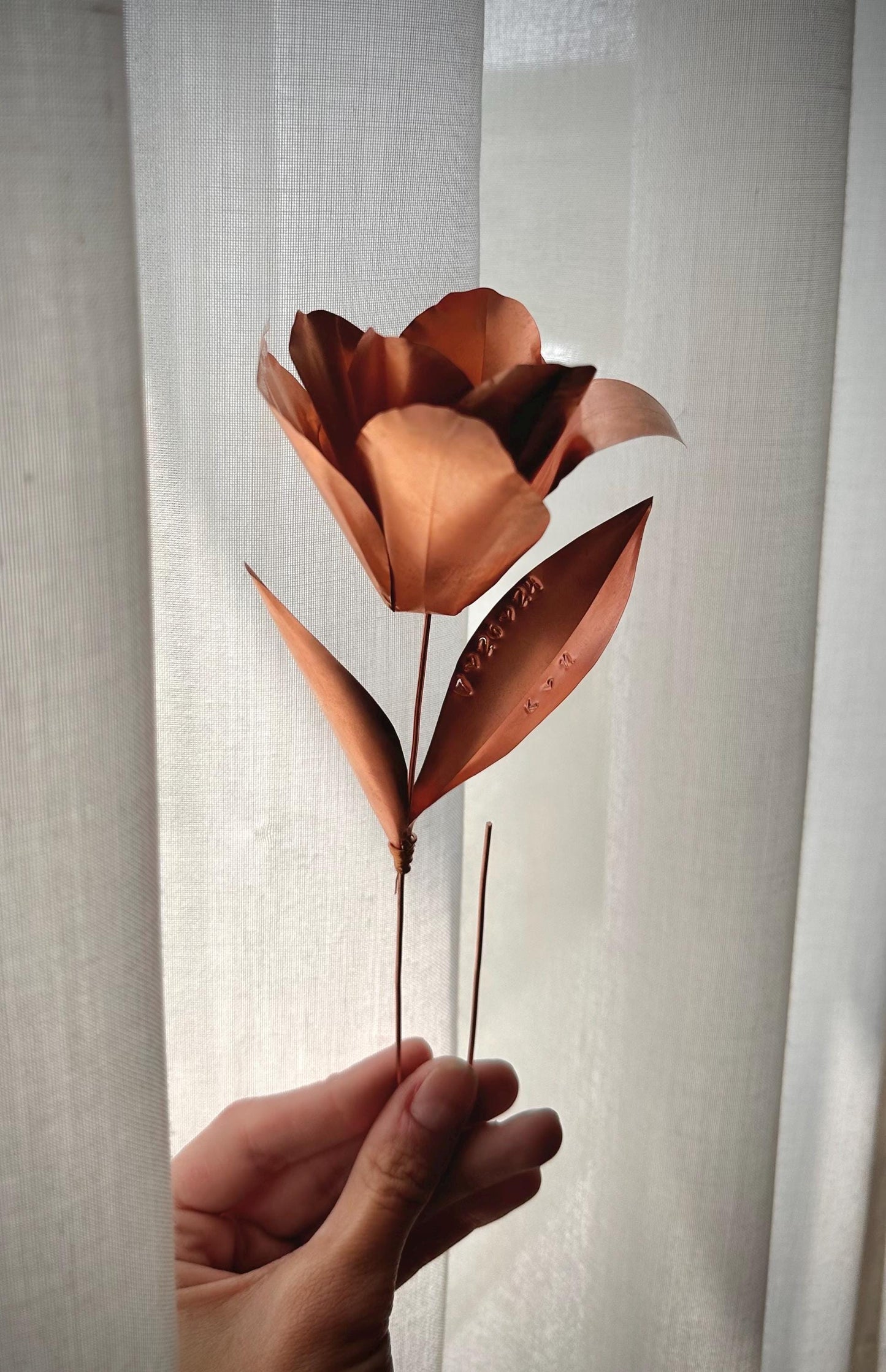 Pure 99.9% Copper Tuilp flower, artistic metal flower arrangement gift for loved ones forever flower metal art Tulip Handmade copper wedding